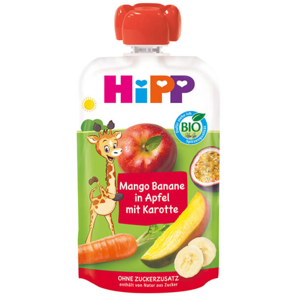 HiPP HiPPiS sadno zelenjavna blazinica jabolko, korenje, mango in banana BIO, 100 g HiPP HiPPiS sadno zelenjavna blazinica jabolko, korenje, mango in banana BIO, 100 g