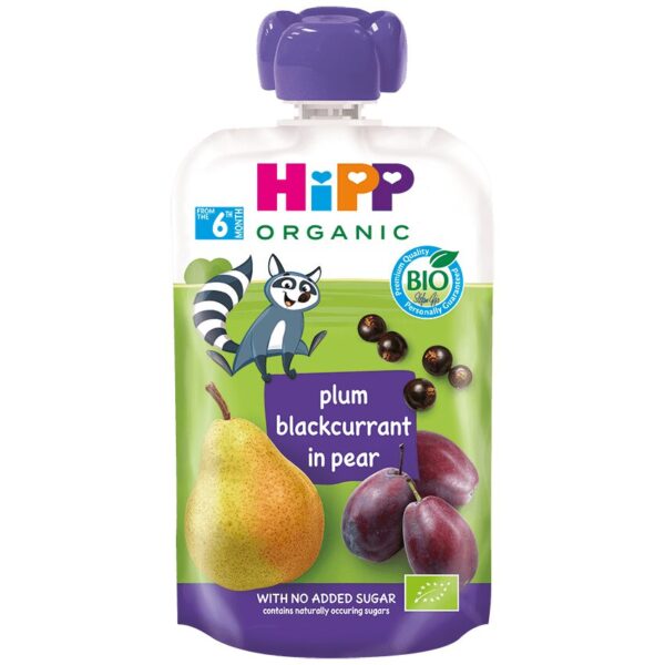 HiPP HiPPiS sadna blazinica sliva, črni ribez in hruška BIO, 100 g HiPP HiPPiS sadna blazinica sliva, črni ribez in hruška BIO, 100 g