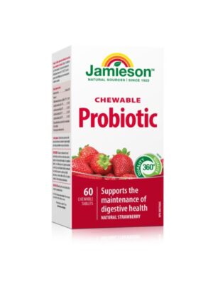 Jamieson Flora Biotik 2 milijardi žvečljive tablete z okusom jagode, 60 tablet