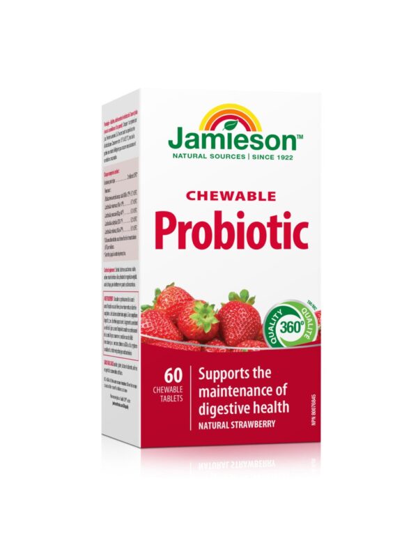 Jamieson Flora Biotik 2 milijardi žvečljive tablete z okusom jagode, 60 tablet Jamieson Flora Biotik 2 milijardi žvečljive tablete z okusom jagode, 60 tablet