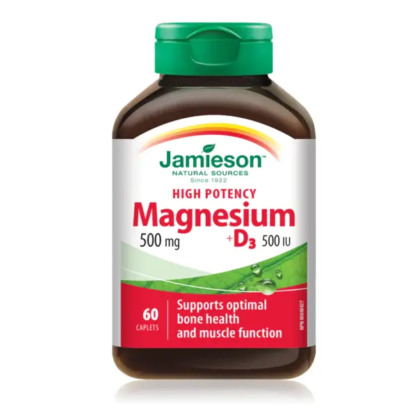 Jamieson Magnezij 500 mg + Vitamin D3 500 IE, 60 kapsul Jamieson Magnezij 500 mg + Vitamin D3 500 IE, 60 kapsul