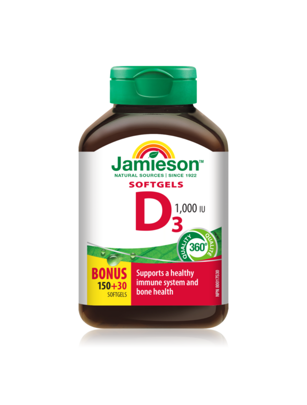 Jamieson Vitamin D 1000 I.E. kapsule, 180 kapsul Jamieson Vitamin D 1000 I.E. kapsule, 180 kapsul