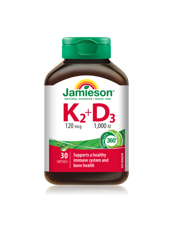 Jamieson Vitamin K2 120 µg + Vitamin D3 1000 IE kapsule, 30 kapsul Jamieson Vitamin K2 120 µg + Vitamin D3 1000 IE kapsule, 30 kapsul