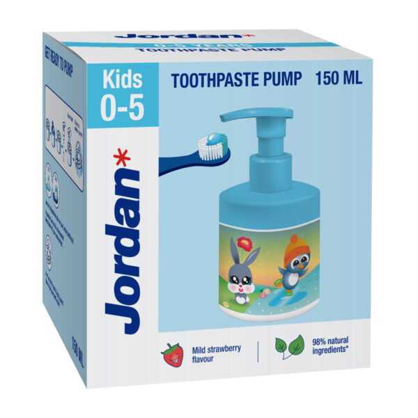 Jordan Kids zobna pasta za otroke s pumpico (0 - 5 let), 150 ml Jordan Kids zobna pasta za otroke s pumpico (0 - 5 let), 150 ml