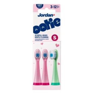 Jordan Ootie nastavki za sonično zobno ščetko za otroke 3–12 let, velikost S, roza/zelena, 3 nastavki