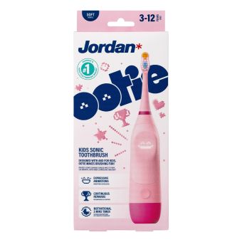 Jordan Ootie sonična zobna ščetka za otroke 3–12 let, roza, 1 ščetka Jordan Ootie sonična zobna ščetka za otroke 3–12 let, roza, 1 ščetka