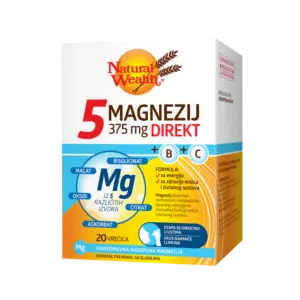 Natural Wealth 5 Magnezij 375 mg Direkt + B + C vrečke, 20 vrečk
