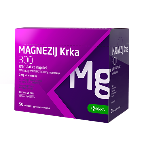 Magnezij Krka 300 granulat za napitek, 50 vrečk Magnezij Krka 300 granulat za napitek, 50 vrečk
