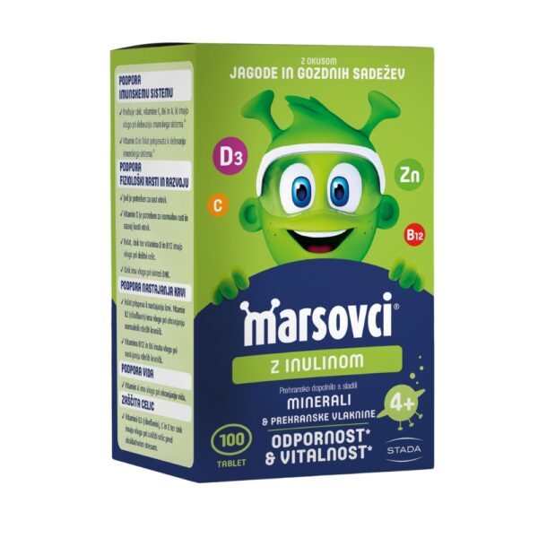 Marsovci žvečljive tablete z inulinom - mešani okusi, 100 tablet Marsovci žvečljive tablete z inulinom - mešani okusi, 100 tablet