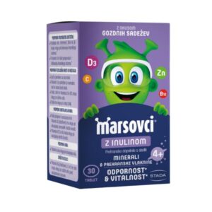 Marsovci žvečljive tablete z inulinom - okus gozdni sadeži, 30 tablet