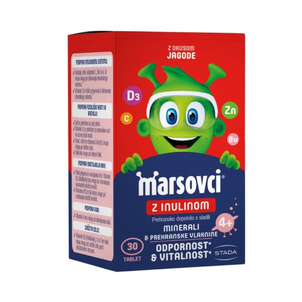 Marsovci žvečljive tablete z inulinom - okus jagoda, 30 tablet Marsovci žvečljive tablete z inulinom - okus jagoda, 30 tablet