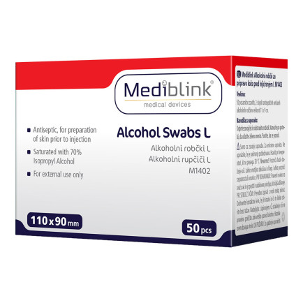 Mediblink M1402 alkoholni robčki (9 x 11 cm), 50 robčkov Mediblink M1402 alkoholni robčki (9 x 11 cm), 50 robčkov