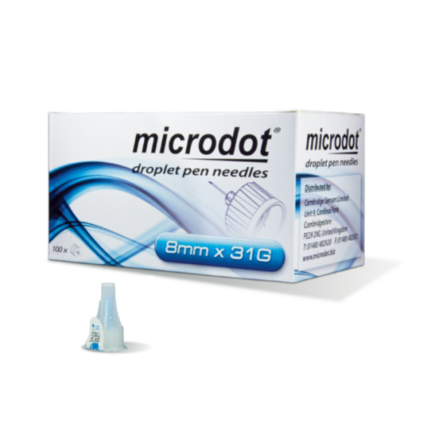 Microdot Droplet Igle za insulinski peresnik 31 G (8 mm), 100 igel Microdot Droplet Igle za insulinski peresnik 31 G (8 mm), 100 igel