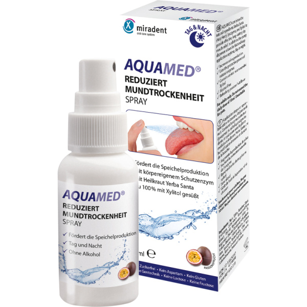 Miradent Aquamed pršilo z okusom pasijonke, 30 ml Miradent Aquamed pršilo z okusom pasijonke, 30 ml