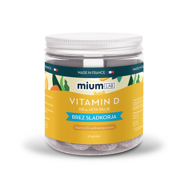 Mium Lab Vitamin D gumiji brez sladkorja, 42 gumijev Mium Lab Vitamin D gumiji brez sladkorja, 42 gumijev