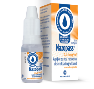 Nazopass 0,25 mg/ml kapljice za nos, raztopina, 10 ml