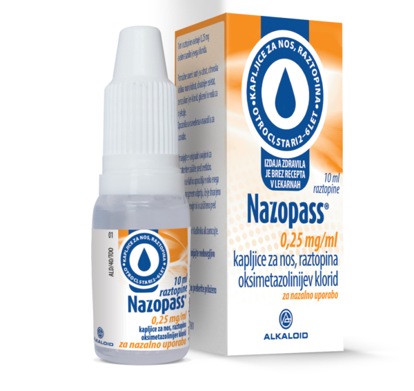 Nazopass 0,25 mg/ml kapljice za nos, raztopina, 10 ml Nazopass 0,25 mg/ml kapljice za nos, raztopina, 10 ml