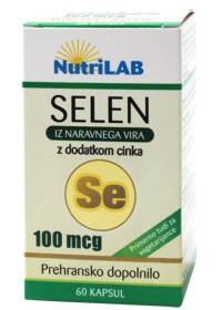 Nutrilab Selen 100 μg z dodatkom cinka kapsule, 60 kapsul