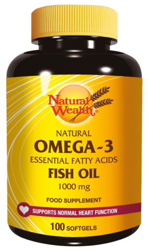 Natural Wealth Omega-3 ribje olje 1000 mg mehke kapsule, 100 kapsul
