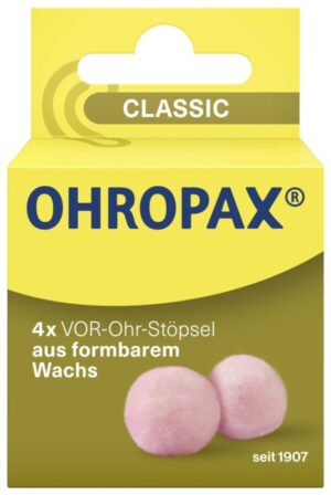 Ohropax Classic - voščeni čepki za ušesa, 4 čepki