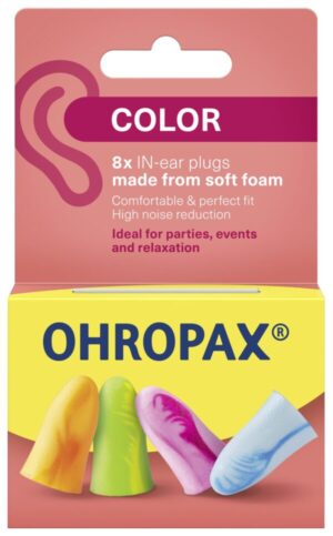 Ohropax Color - barvni penasti čepki za ušesa, 8 čepkov