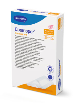 Cosmopor Transparent prozoren sterilen obliž z vpojno blazinico (9 x 15 cm), 25 obližev