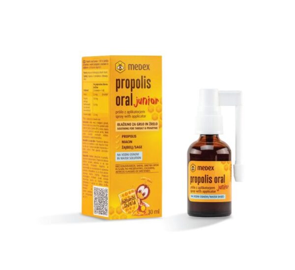 Medex Propolis oral junior na vodni osnovi pršilo z aplikatorjem, 30 ml