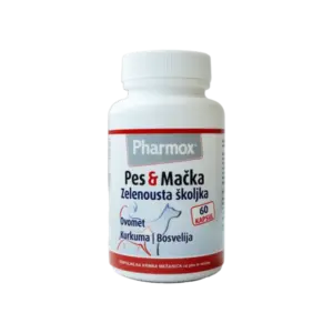 Pharmox zelenousta školjka kapsule za pse in mačke, 60 kapsul