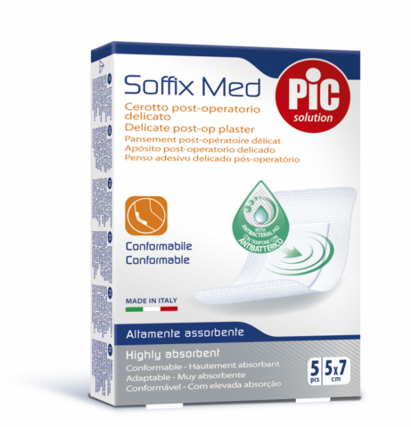 PiC Antibakterijski pooperativni obliži Soffix Med (5 x 7 cm), 5 obližev PiC Antibakterijski pooperativni obliži Soffix Med (5 x 7 cm), 5 obližev