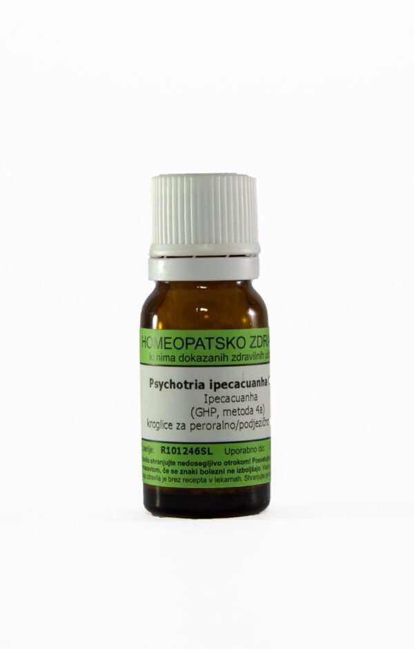 Psychotria ipecacuanha C6 homeopatske kroglice, 10 g Psychotria ipecacuanha C6 homeopatske kroglice, 10 g