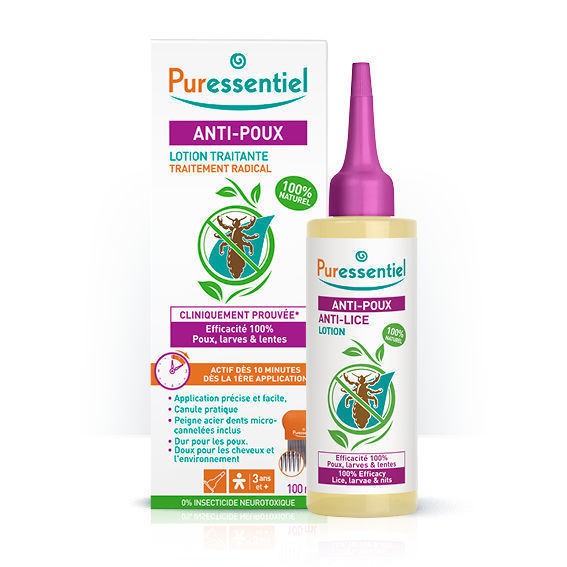Puressentiel Anti-lice losjon proti ušem (100 ml) + glavnik Puressentiel Anti-lice losjon proti ušem (100 ml) + glavnik