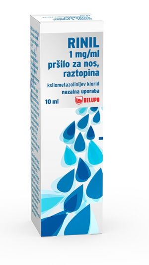 Rinil 1 mg/ml pršilo za nos, raztopina, 10 ml