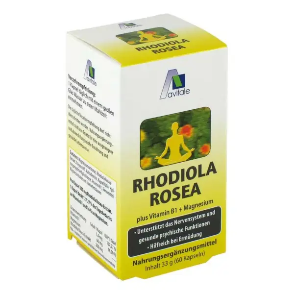 Avitale Rhodiola (rožni koren) z magnezijem in vitaminom B1, 60 kapsul Avitale Rhodiola (rožni koren) z magnezijem in vitaminom B1, 60 kapsul