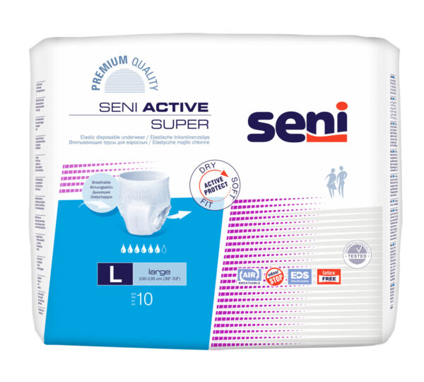 Seni Active Super mobilne hlačke za inkontinenco – Large, 10 mobilnih hlačk Seni Active Super mobilne hlačke za inkontinenco – Large, 10 mobilnih hlačk
