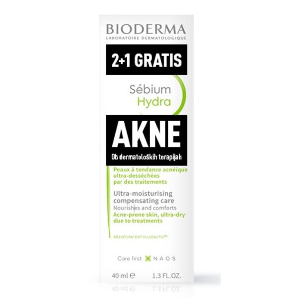 Bioderma Sébium Hydra vlažilna in pomirjujoča nega za obraz, 3 x 40 ml
