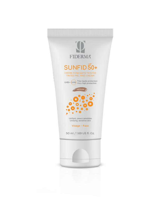 Fiderma Sunfid obarvana krema (medium odtenek) za zaščito pred soncem za občutljivo kožo in poenoten ten za obraz ZF50+, 50 ml Fiderma Sunfid obarvana krema (medium odtenek) za zaščito pred soncem za občutljivo kožo in poenoten ten za obraz ZF50+, 50 ml