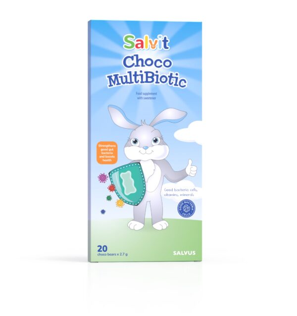 Salvit Choco MultiBiotic čokoladni medvedki z okusom kokosa in banane, 20 medvedkov