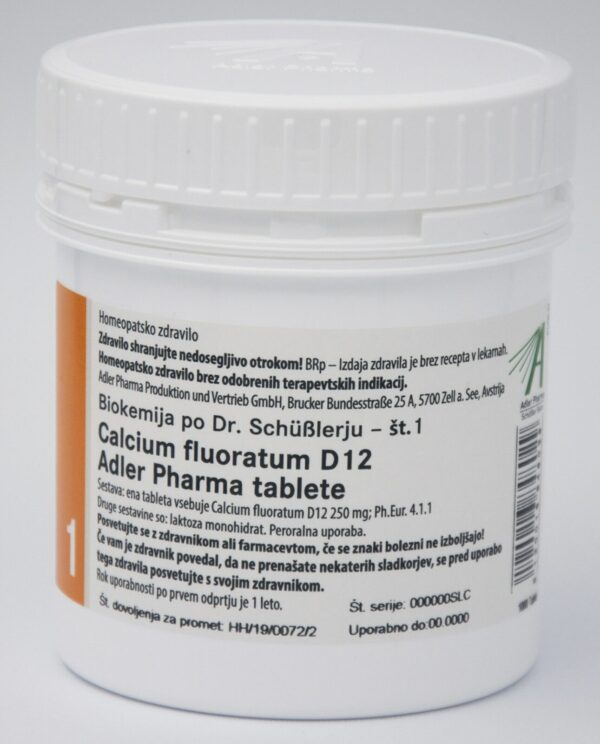Schüsslerjeva sol št. 1 Calcium fluoratum D12, 1000 tablet Schüsslerjeva sol št. 1 Calcium fluoratum D12, 1000 tablet