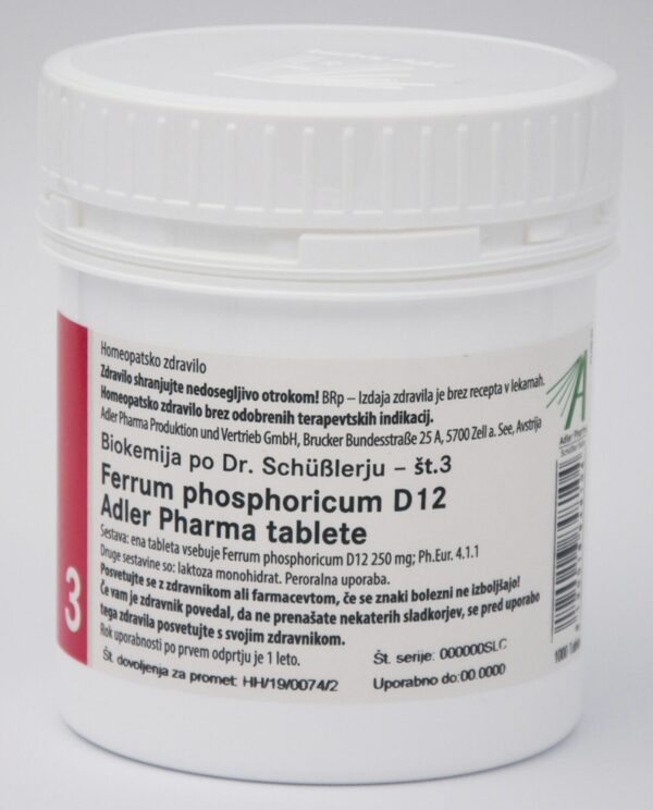Schüsslerjeva sol št. 3 Ferum phosphoricum D12, 1000 tablet Schüsslerjeva sol št. 3 Ferum phosphoricum D12, 1000 tablet