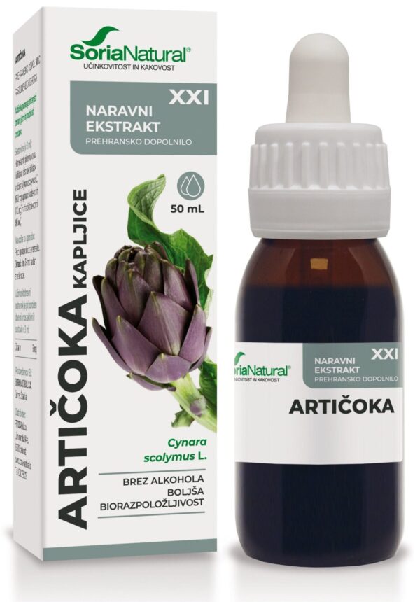 Soria Natural Artičoka brezalkoholne kapljice XXI, 50 ml Soria Natural Artičoka brezalkoholne kapljice XXI, 50 ml