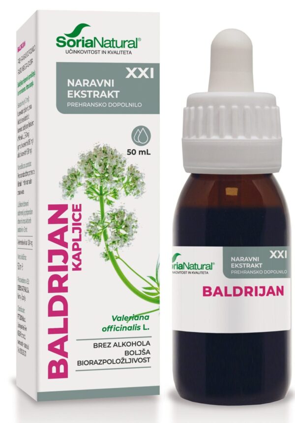 Soria Natural Baldrijan brezalkoholne kapljice XXI, 50 ml Soria Natural Baldrijan brezalkoholne kapljice XXI, 50 ml