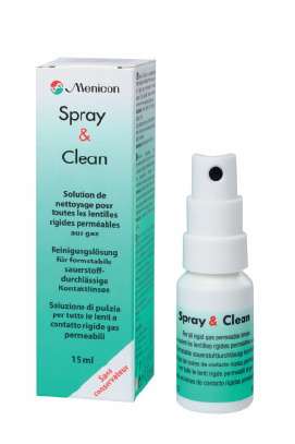 Menicon Spray & Clean raztopina za čiščenje poltrdih kontaktnih leč v pršilu, 15 ml