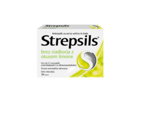 Strepsils brez sladkorja z okusom limone 0,6 mg/1,2 mg pastile, 24 pastil