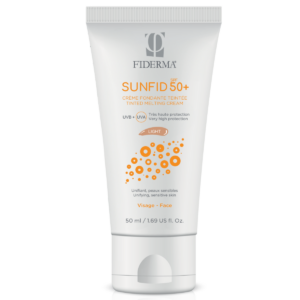 Fiderma Sunfid obarvana krema (svetel odtenek) za zaščito pred soncem za občutljivo kožo in poenoten ten za obraz ZF50+, 50 ml
