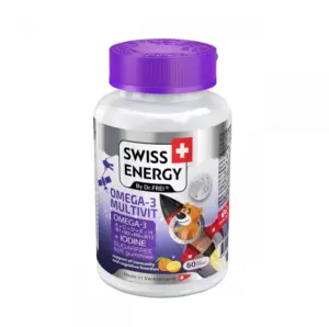 Swiss Energy Medved pustolovec - Omega-3 Multivit mehki bonboni za otroke, 60 bonbonov