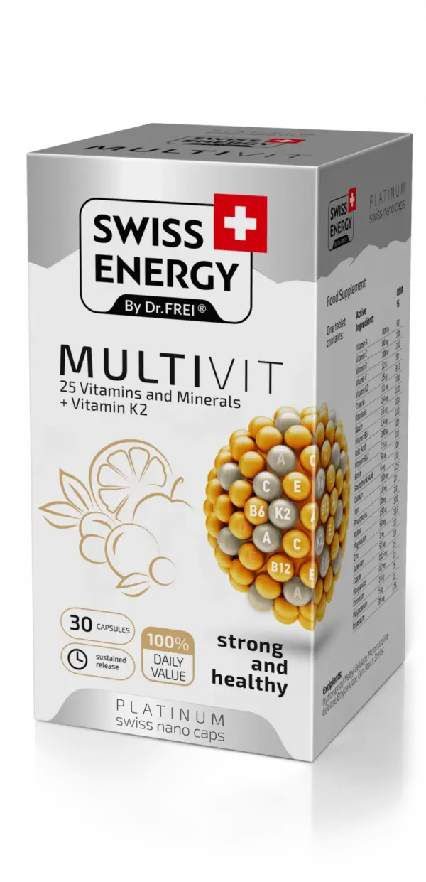 Swiss Energy Multivit kapsule s podaljšanim sproščanjem, 30 kapsul Swiss Energy Multivit kapsule s podaljšanim sproščanjem, 30 kapsul