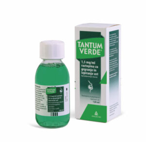 Tantum Verde 1,5 mg/ml, raztopina za grgranje in izpiranje ust, 120 ml