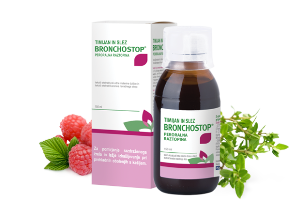 Timijan in slez Bronchostop peroralna raztopina, 150 ml Timijan in slez Bronchostop peroralna raztopina, 150 ml
