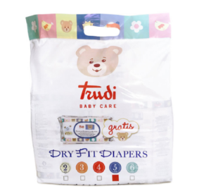Trudi Baby Care Dry Fit Junior (11-25 kg), 48 plenic + Trudi Baby Care čistilni robčki s cvetličnim nektarjem, 72 robčkov