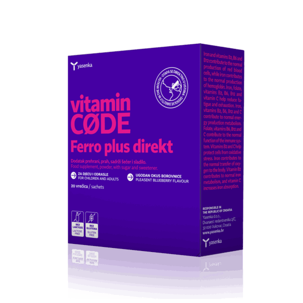 Yasenka Vitamin Code Ferro Plus Direkt vrečice, 20 vrečic Yasenka Vitamin Code Ferro Plus Direkt vrečice, 20 vrečic